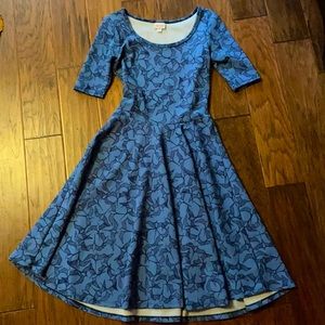 LuLaRoe blue print birds dress Small